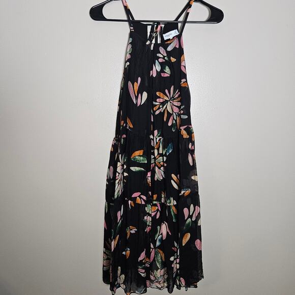 Frnch Paris Silk Blend Floral Halter Dress Sz Medium - Picture 2 of 14